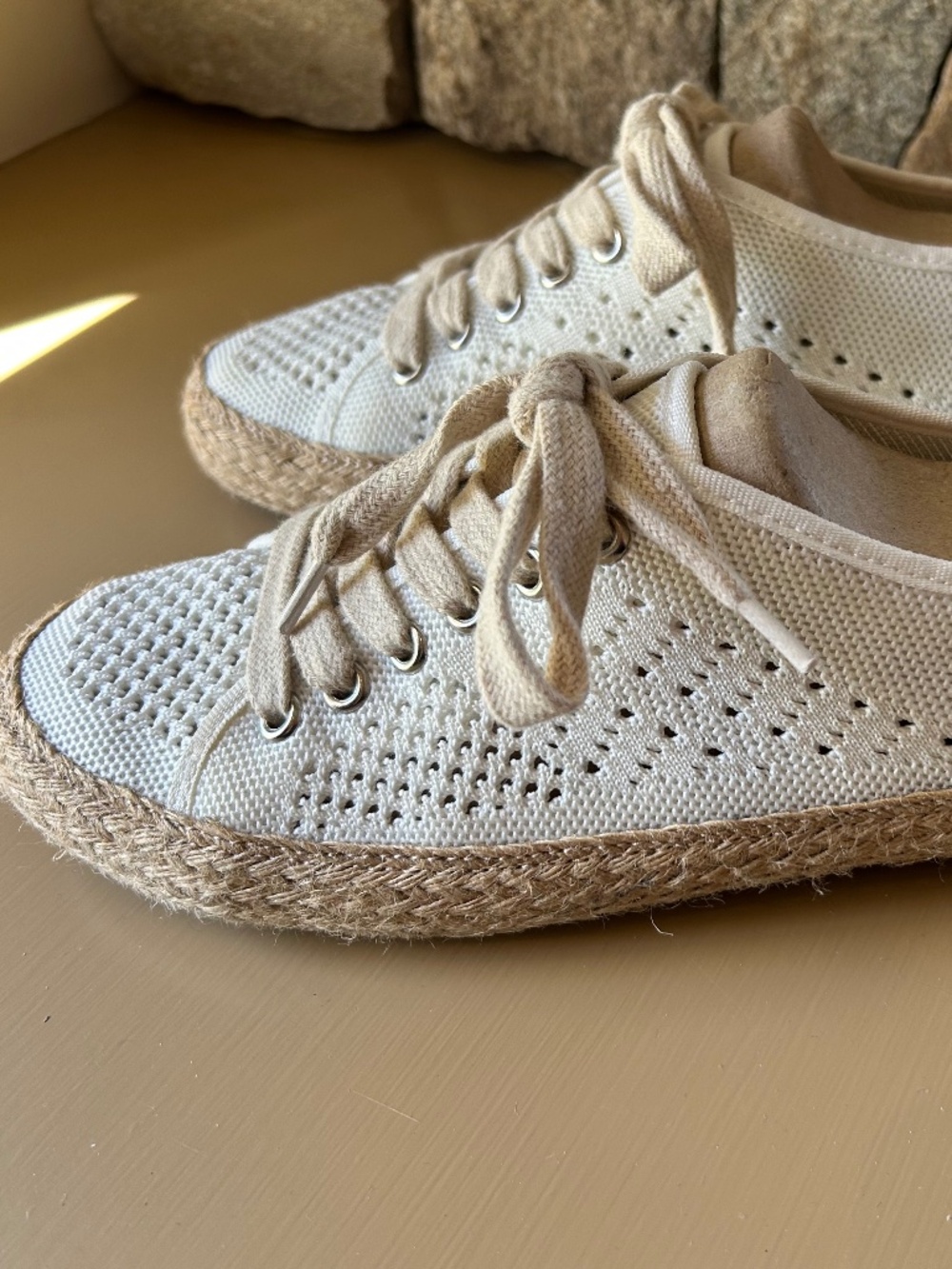 Sundance EMU Australia  ever natural Ivory Crochet Lace-Up Espadrilles